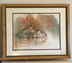 Diane Clapp Bartz Signed Original Watercolor Painting Quiet 1982 Framed Art
