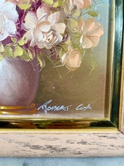 Vtg 80s Floral Still Life Oil Painting Original Wood Frame 13”x11” Robert Cox