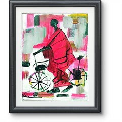 Original art 14 X 11 Everyday Life CANVAS Colorful Modern Art Acrylic Painting