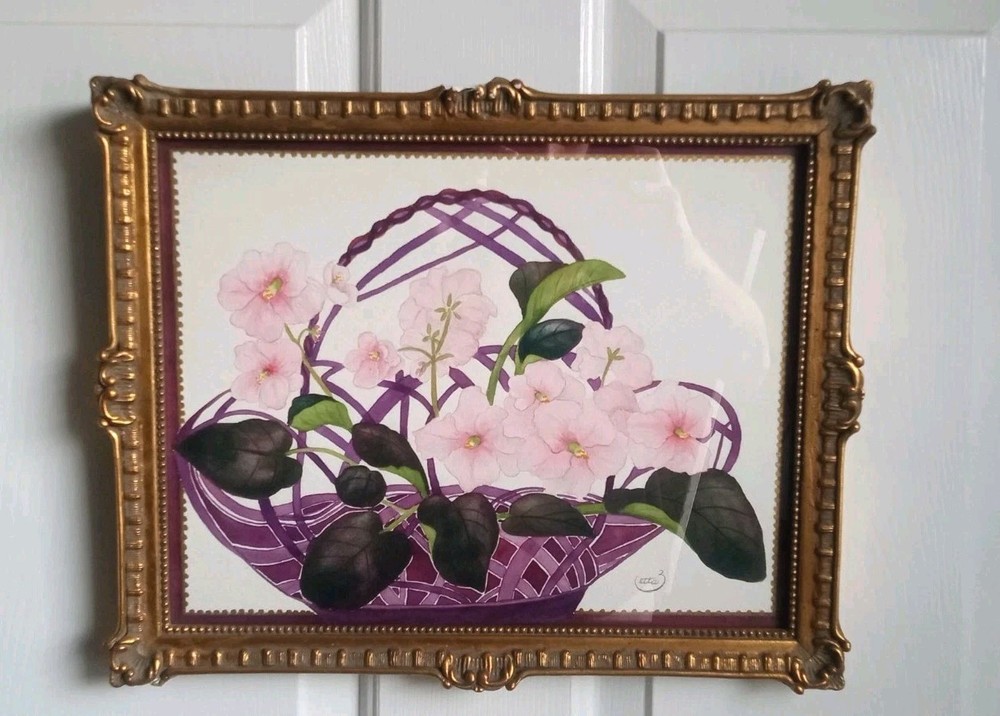 Zetta Jones Original Floral Watercolor Painting Signed Fine Art Framed Flower