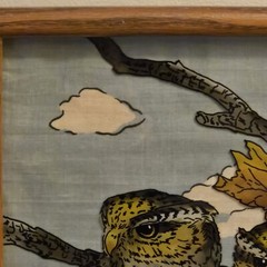 1988 Framed Folk Art Reverse Owls Painting on Glass Signed Beckwith 15″×12″