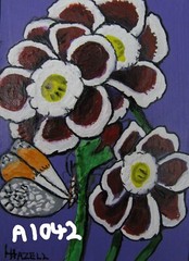 A284 ORIGINAL ACRYLIC ART ACEO PAINTING BY LJH „FLOWER GIRL“