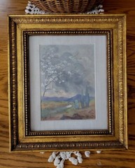 1938 Antique Gaston Levi Levy Listed Artist Restorer Watercolor Gouache Painting