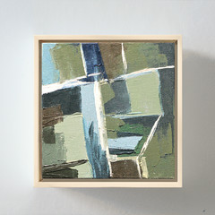 One of a Kind Abstract Oil Painting, Small Framed Textured Art on Canvas Board
