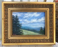 MOUNTAIN MINI # 27- Original framed oil mini mountain painting by K. McDermott –