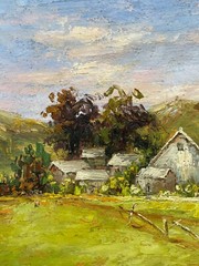 Hungryartist -Original Painting of Countryside Landscape on Canvas 20×24 Framed