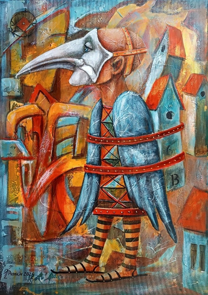 Painting ORIGINAL Oil canvas contemporary ART SUMB. by Pronkin 2025 BIRD’s LIVES