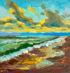 Sea Oil Painting Original Oil Beach Coastal fine art VICTORIA MAC 8X8”