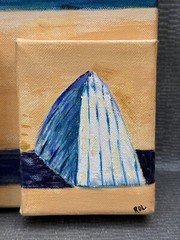 ROL 3D Multi Canvas Beach Seascape Painting Cabanas Sailboats Collage 3-D Ocean