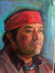 Oil Portrait Indian Man Contemporary Realism Impressionism Native American