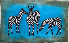 Batik Painting of safari zebra animals from Kenya – 18″ x 29″