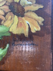 Small Sunflower Painting On Wood Plaque 5 1/2 X 5 1/2