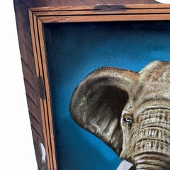 Vintage Velvet Elephant Wall Art Wood Framed Made in Mexico Safari Decor
