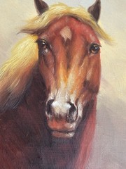 Vintage Horse Oil Painting Framed Gold French Country Style Small OOAK Original
