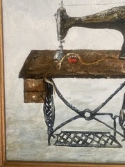 VTG Framed Oil On Board, Singer Sewing Machine, Gary Duncan, 16″ x 18″, VGUC