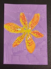 ACEO Original Acrylic Painting Garden Flower by Kiva