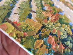Original Art Oil Painting Vineyard Tuscany Landscape on Canvas Board 24x30cm
