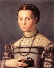 Art Oil painting agnolo bronzino – portrait of a young girl with long necklace