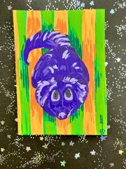 ACEO Original Art dog striped secondary color block dogs by Kai Robin Courtney