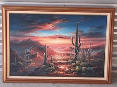 Original B. Duggan Southwest Desert Scape Oil On Canvas Painting Signed Large