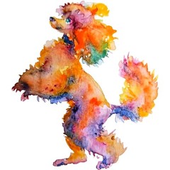 Original Colorful poodle dog art,home interior design,dog lover Bestgift 3.9×4″