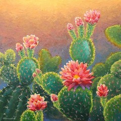 Cactus Textured Painting Desert Flower Landscape Wall Art Hand Painted Gift Ide
