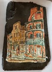 „Bourbon Street at Night“ by Donabeth Jones Original Painting on Slate 14″ x 9”
