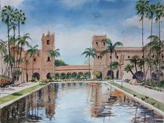 Original Painting in Watercolor „Casa De Balboa, San Diego“ 16″x 12″