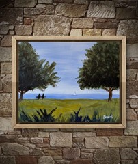 Coastal Landscape Painting 11×14 Original Seascape Sailboat Impressionist Art