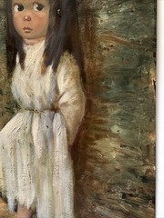 Harold Abruzzi Stephenson Painting Large Big Eye Girl Child Puppy Dog Urban Oil