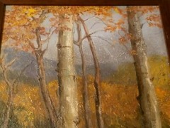 FINE O/B IMPRESSIONIST LANDSCAPE STILL LIFE PAINTING ASPENS SIGNED SARAN TAOS NM