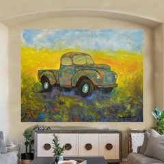 Truck Old Original Giant Canvas Painting 84”X62” (7 Foot) Abstract Modern XL