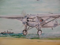 Bill Paxton Signed Original Watercolor Spirit of St.Louis at orchard Maine 1927