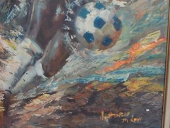 Pele Soccer Large Wood Framed Canvas Oil Painting Art Brazil Cosmos World Cup