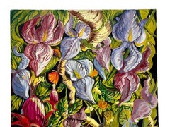Jocelyne Forget Organic Floral 24×12 inches Painting Canvas Dark Botanical Art