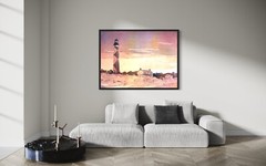 Watercolor landscape Cape Lookout Outer Banks (OBX), NC coastal art (original)