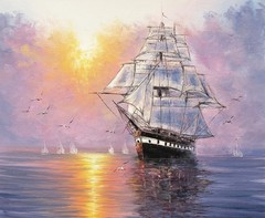 Clipper Ship #6G-BT16, 20″x24″, 100% Hand Painted Oil Painting on Canvas