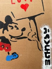 banksy on board painting – drawing – signed – stamped – free shipping