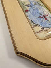 Vintage Framed Porcelain Wall Art Plaque Portrait Lovely French Lady 19.5″