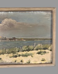 Vintage Country Seaside Landscape Oil Painting on Board Long Beach Island NJ