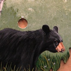 Original Hand Painted Saw Blade Black Bear in Forest 7.25 inches Acrylic