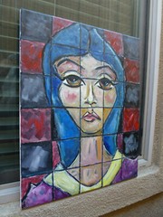 A CHECKERED PAST Cubism style oil painting 16×20 canvas original signed CROWELL