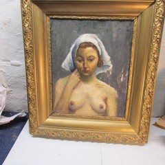 late 19th century painting of woman in victorian frame