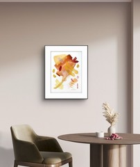 Original Abstract Watercolor Painting 12 x 9 Gold Orange Art Home Decor