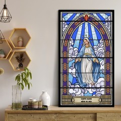 Virgin Mary Stained Glass Style Canvas – Mother of God Catholic Religious Art