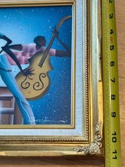 Original Fred Blassingham Painting on Canvas – Jazz Trio – Framed – Signed Art