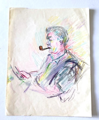 CONSTANCE KANE 1964 UNIQUE SIGNED DATED PORTRAIT PENCIL PAPER