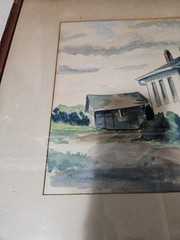 Original Watercolor KISHNER from Wisconsin 1939 Signed (Water Damage)