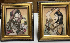Gem Stone Painting Made With Crushed Real Gems Set Of 2 Paintings Unique INDIA