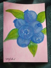 Original Watercolor 5×7″ Blueberries Painting by Tiffany Noel